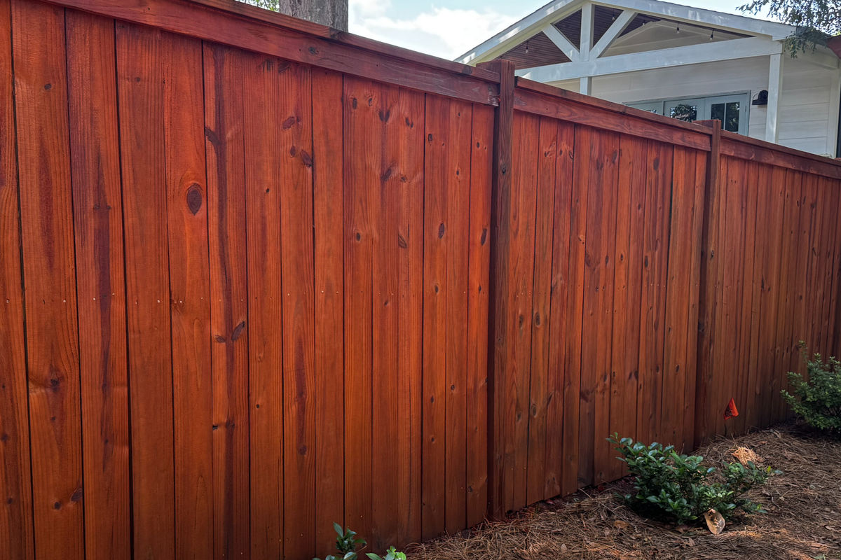 Oil-stained fence in Spartanburg, SC